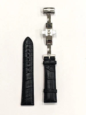 Genuine BALL Black Crocodile Watch Band Strap 20 x 18mm with Folding Buckle NEW - Image 1 of 4