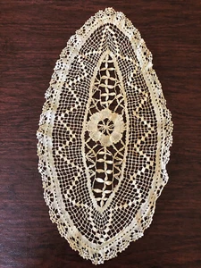 Antique Hand Made Lace Topper 13.75” Centerpiece Doily - Picture 1 of 9