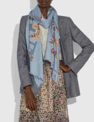 NWT Coach Floral Bow Print Oblong Scarf Authentic Retail $150.00 - Изображение 1 из 4