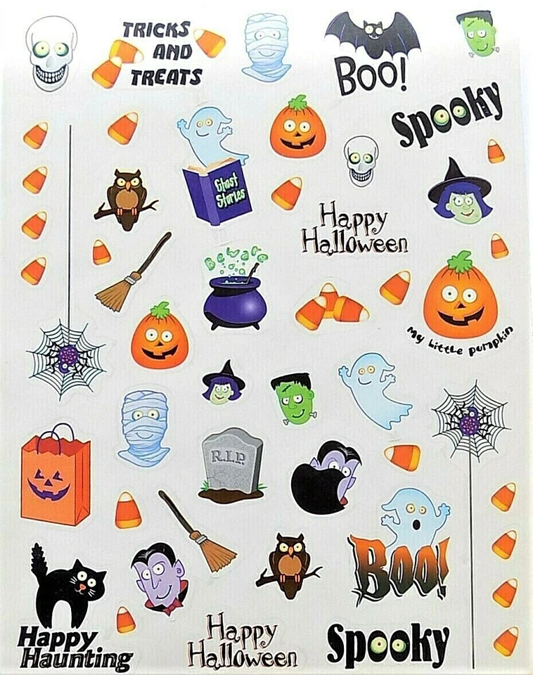 Halloween Stickers  ~  1 Sheet of 50+ Stickers  ~   FREE SHIPPING  ~ - Image 1 of 1
