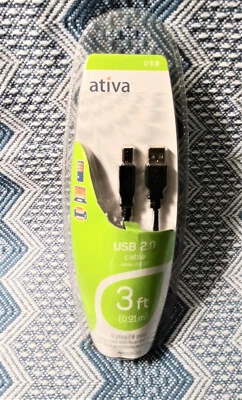 Ativa USB 2.0 Cable 3 Ft (.91m) New Sealed  - Image 1 of 2