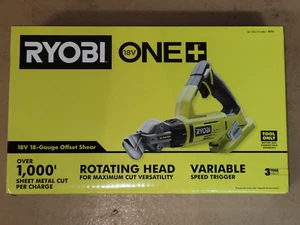New Ryobi 18V ONE+ 18-Gauge Offset Shear P591 Tool Only Sealed - Picture 1 of 3