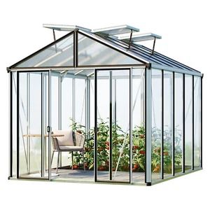 Glasgewächshaus Gewächshaus Tomatenhaus Treibhaus Glas Aluminium 3,6 - 15 m² GFP - Bild 1 von 32