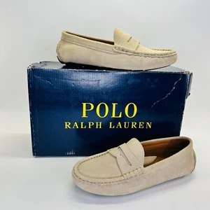 Polo Ralph Lauren Anders Penny Loafer Size 7D Beige Suede Slip-On Leather Casual - Picture 1 of 14