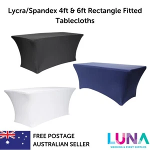 6ft 4ft Lycra Spandex Stretch Fitted Tablecloth Cover Wedding Event Market - Picture 1 of 9