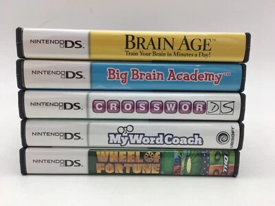 Nintendo DS Lot (Brain Age, Word Coach, Crosswords, Wheel of Fortune) w/ Manuals - Image 1 of 4