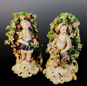 FINE Pair of 18th. C DERBY BOCAGE FIGURES of CHIDREN FLOWER COLLECTING – C 1775 - Picture 1 of 22