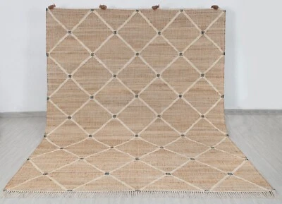 Moroccan Nordic Scandinavian Decor Inspired Natural Jute Ivory High Quality Rug - Image 1 of 4