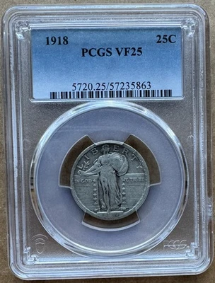 1918 25C PCGS VF 25 1918 STANDING LIBERTY QUARTER SILVER 25c - Image 1 of 2