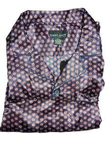 New Robert Louis Silk Blend Pajama Set Blue W/ Red Geometric Mens XL - Picture 1 of 6
