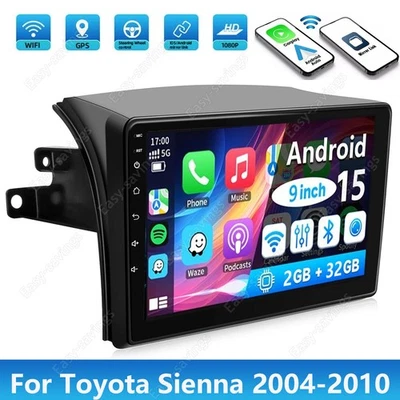 Navegação GPS para Toyota Sienna 2004-2010 rádio carro estéreo Apple Carplay Android 15 - Imagem 1 de 4