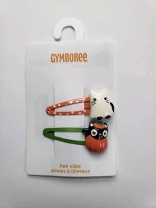 Gymboree Girls Hair Clip Fall Halloween Harvest Pumpkin Cat Ghost Orange - Picture 1 of 3