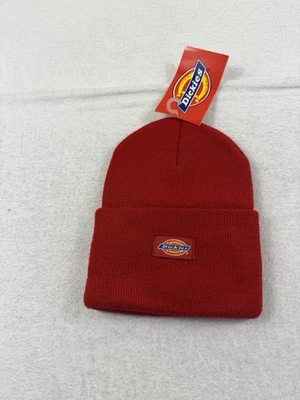 Dickies Red Knit Acrylic Cuffed Beanie Cap OSFM Brand New - Image 1 of 3