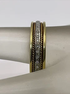 VINTAGE HANDGEFERTIGTER massiver 14K (585) zweifarbiger Gold Diamanten HERREN Ehering Ring - Bild 1 von 21