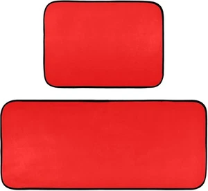 Alfombrillas de cocina lisas de color liso rojo brillante 2 piezas 47" x 20" + 28" x 20", A - Imagen 1 de 7