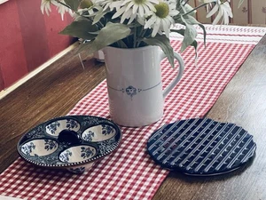 ¡¡Huevo/salsas vintage de encaje floral azul de 3 piezas y más!!  ¡Multiusos! Impresionante conjunto - Imagen 1 de 13