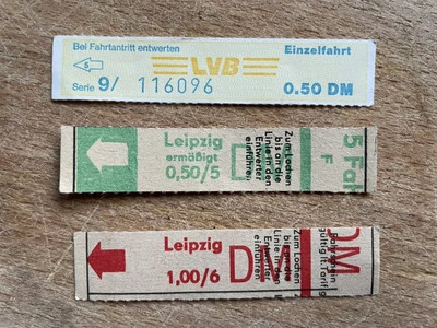 Fahrscheine Straßenbahn Leipzig LVB Einzelfahrt verschiedene vmtl 1990er - Bild 1 von 2
