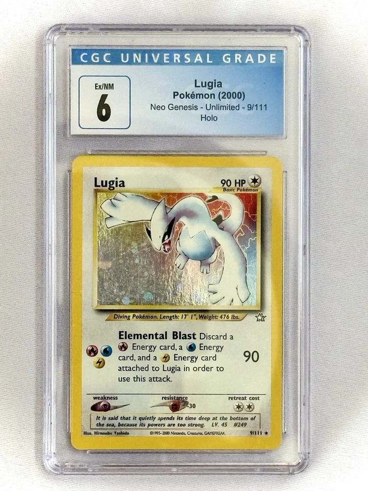 Juego de cartas coleccionables Pokémon Lugia Holo 9/111 Neo Genesis Unlimited CGC 6 2000 Foto 1 de 1