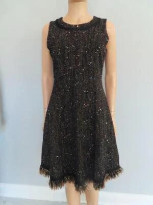 NWT Oscar de la Renta Black/Sequin Detail Sleeveless Sweater Dress M - Image 1 of 4
