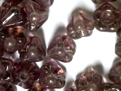 Vtg 100 4x6mm Lumi Brown Czech Glass Bell-Shaped Flower Loose #010121j - Image 1 of 3