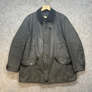 Barbour Wax Jacket Mens Size UK L Black Waxed Cotton Martindale Pocket Button Up - Picture 1 of 13