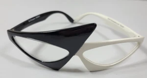 VTG Retro Black & White Dr Peepers S68901 Hippy Geek Fantasy Geometric Glasses - Picture 1 of 6
