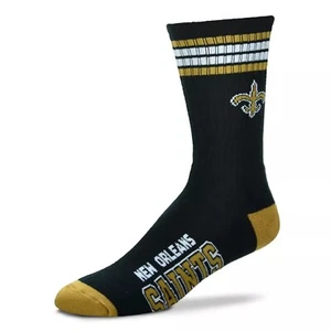 New Orleans Saints NFL Deuce Stripe Large Crew Socks Fits 10-13 Gift Who Dat? - Picture 1 of 1
