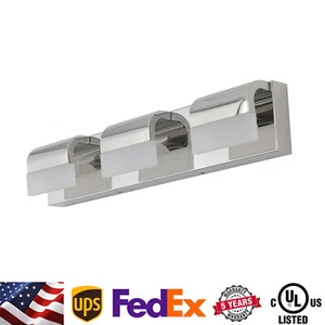 Vanity Light 22'' 3 Lights for Bathroom Mirror Modern Wall Lamp Fixture Silver - Picture 1 of 16