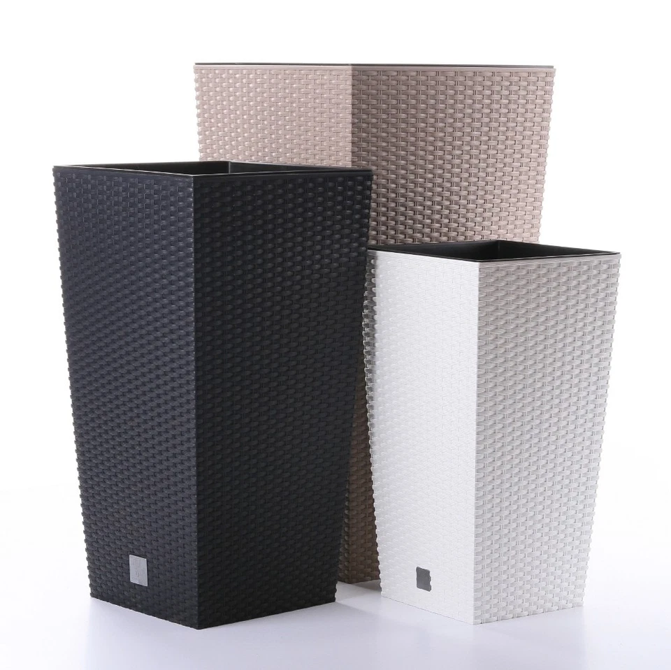Blumenkübel Blumentopf Übertopf Rattan Optik Pflanzkübel mit Einsatz wählbar - Bild 1 von 1