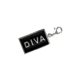 NEW Diva Charm With Clasp 3.5g Sterling Silver & Black Enamel & Gift Box - Picture 1 of 2