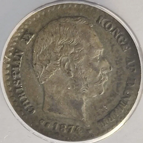 Denmark 1874 CS SILVER 10 Ore EF40 ANACS NICE Christian IX 1st Year Coin 3B Cover