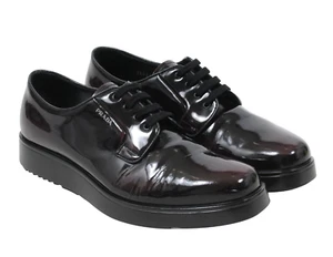 Zapato informal Prada Derby US7 UK6 cuero borgoña plataforma gruesa suela de goma - Imagen 1 de 9