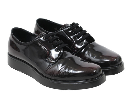 Scarpa casual Prada Derby US7 UK6 pelle bordeaux plateau suola gomma