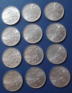 12x1973 A Greece 20 Lepta OLIVE BRANCH Phoenix Soldier JUNTA King Constantine II - Picture 1 of 2