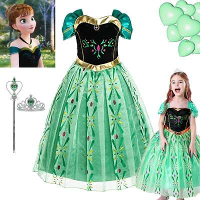 Girls Frozen Anna Fancy Dress Princess Party Cosplay Costume Outfit Proms Xmas - Image 1 of 4