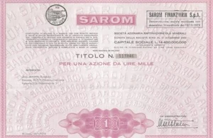 1971 AZIONE AUTENTICA SAROM * IL PETROLIO IN ITALIA * ORIGINALE E DOC - Foto 1 di 1