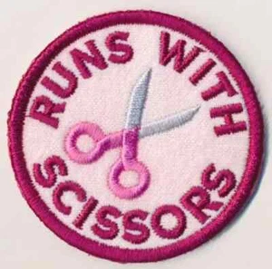 Runs With Scissors Embroidered Patch - available in 2 sizes - Picture 1 of 1