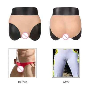 Fake Vagina Silicone Pussy Pantys Realistic High/Low Waist Shemale Boxer Shorts - Picture 1 of 27