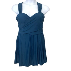 Vestido de baño Cocopear 1 pieza 2X cruzado con falda verde azulado sujetador inserción playa viaje - Imagen 1 de 11