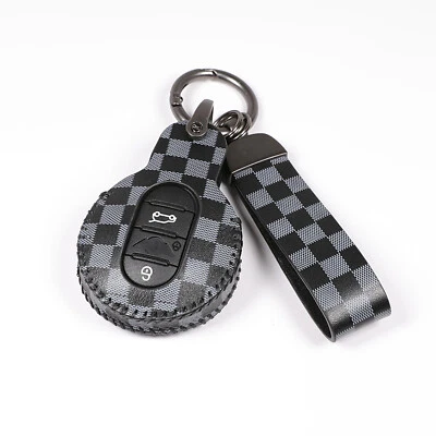 Cuero Negro Para Mini Cooper Clubman 3 4 Botones Llavero Inteligente Estuche Llavero Cubierta Cadena Foto 1 de 4