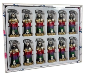 Juego de 12 estatuillas calavera parca santa muerte 7 colores 4"" Holy Death - Imagen 1 de 1