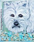 Westie West Highland White Terrier Dog Art 11x14 PRINT KSams "Window Garden"