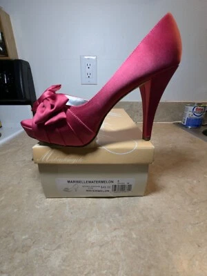 Zapatos de salón para mujer Michaelangelo D'Orsay talla 8 Maribelle Peep Toe rosa lazo tacón de 4"  Foto 1 de 4