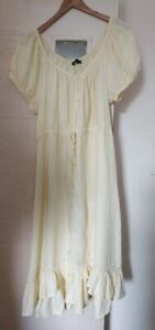 Ladies M&S Collection Yellow Linen Dress with Tie Waist Size 18 CG N09 