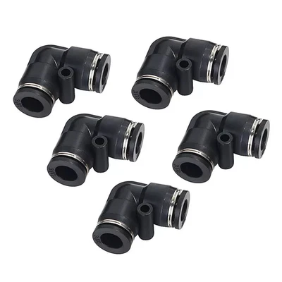 Push To Connect Fittings Elbow For 3/8'' OD Pneumatic Air Line Hose 90° 5Pcs - Image 1 of 4