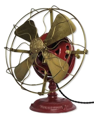 1901 12" Refinished Trunnion Mount GE Pancake Brass Blade Cage Desk Fan - image 1 of 4