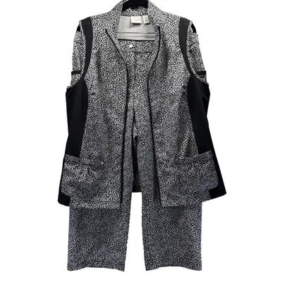 Conjunto Chaleco Pantalones Cortos Fines de Semana Chicos Talla L Negro Blanco Nieve Leopardo Bolsillos con Cremallera Foto 1 de 4