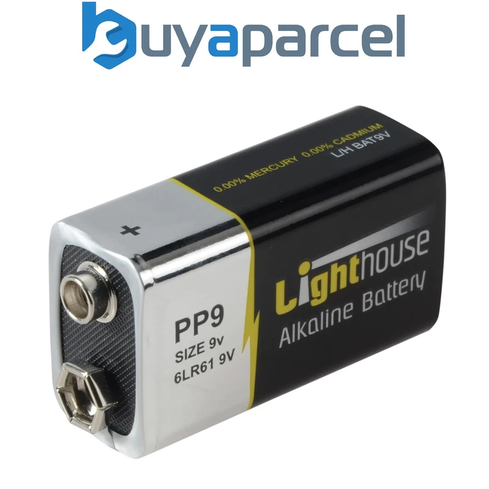 Lighthouse 9v Alkaline Batteries LR61 1100 mAh Square Battery 6LR61 L/HBAT9V - Image 1 of 1