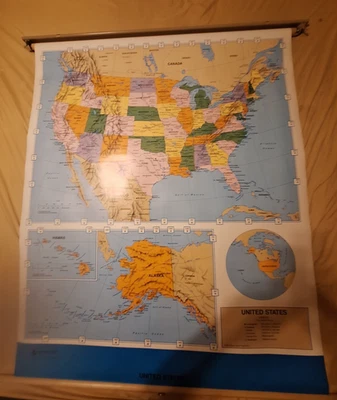 Mapa de vinil Weber Costello Estados Unidos 1985 55" X 46" vintage - Imagem 1 de 4