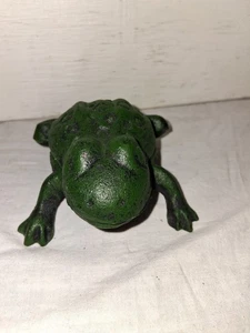 VTG Unique Cast Iron Green Round Belly Frog Trinket Or Key Hider - Picture 1 of 11